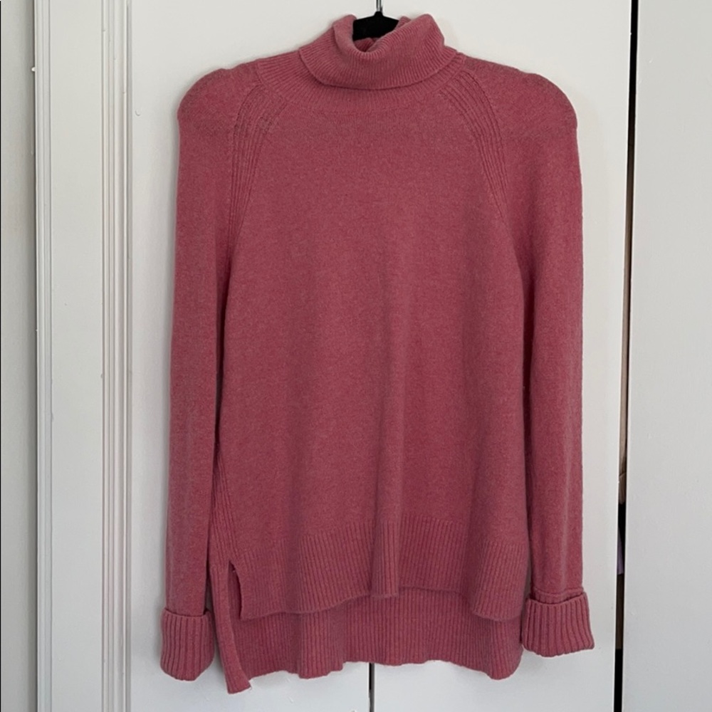 J. Crew Pink Turtleneck Sweater w/ Side Slits | S
